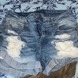 Aeropostale Blue Ripped Denim Shorts